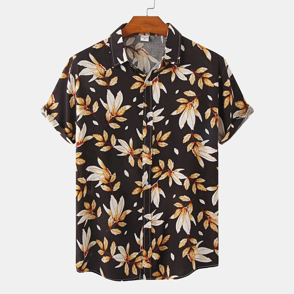 Men Hawaiian Shirts Short Sleeve Casual Button Down Beach Cloth