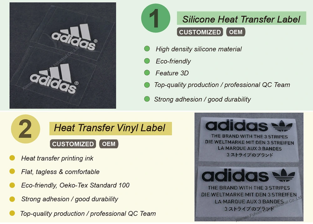 Oeko-Tex Customized Logo H-Quality 3D Embossed Screen Printing Rubber Silicone Heat Transfer Labels for Clothing