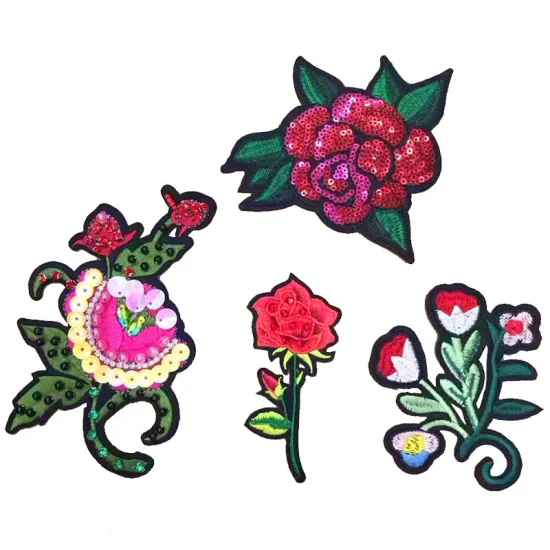 Logo personnalisé échantillon gratuit cadeau de collègue accessoires de vêtement fleurs patchs brodés